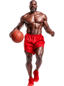 Athletic Man with Basketball in Motion png