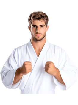 Athletic Male in Karate Uniform Ready for Action png