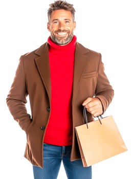Stylish Man with Shopping Bag in Casual Attire png