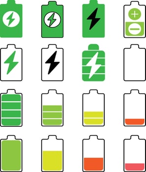 Battery charging icon on white background vector