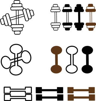 Fitness and workout related icon set with white background vector