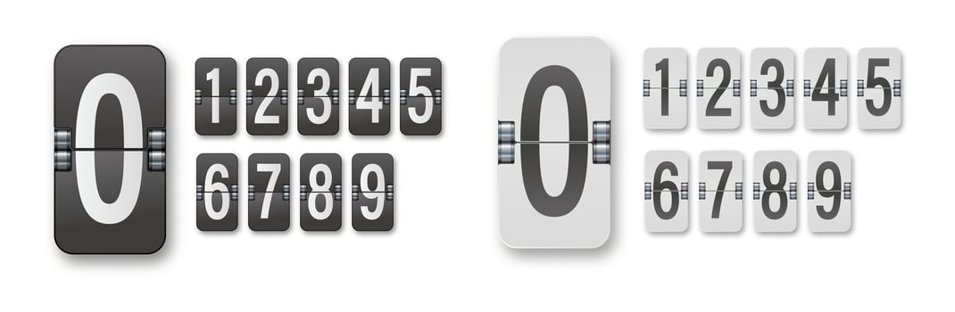 Mechanical timetable scoreboard information board display numbers. . vector