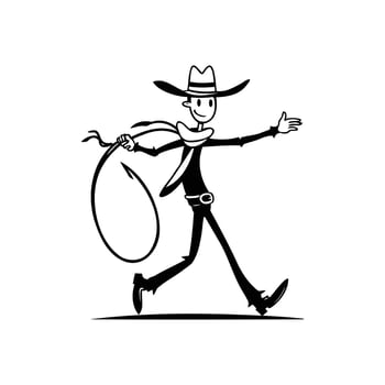 Cartoon Cowboy Running with Lasso - Illustration for Kids vector