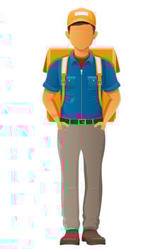 delivery young man courier service post illustration isolated background vector