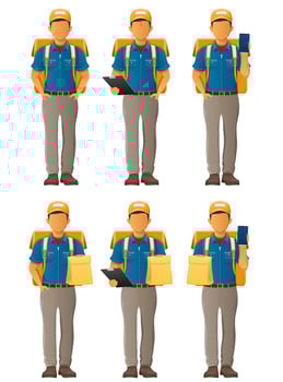 delivery post young man courier illustration isolated on white background vector