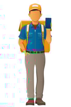 delivery young man courier post illustration isolated on white background vector