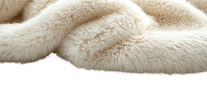 Fluffy beige fur fabric texture isolated on transparent background png