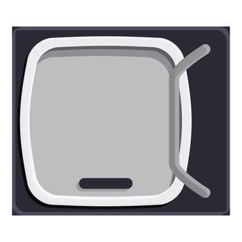 Old tv set showing gray static screen with antenna on top view vector