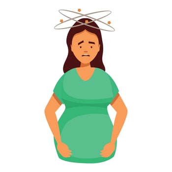 Pregnant woman feeling dizzy with vertigo and nausea vector