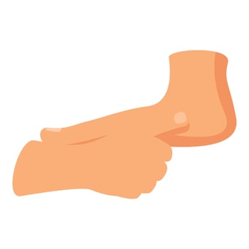 Physiotherapist examining patient's foot after injury vector