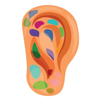Ear acupressure points stimulating healing and wellness through traditional chinese medicine vector