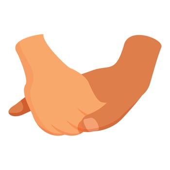 Two hands holding each other showing support and care vector