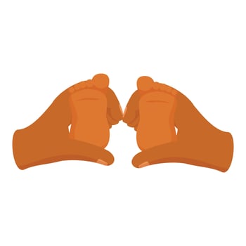 Parent holding baby feet making heart shape with hands vector