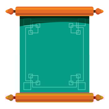 Green hanging scroll with wooden rollers displaying traditional asian design vector