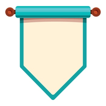 Blank pennant hanging with turquoise border and wooden sticks vector