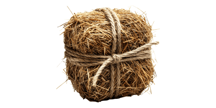Hay bale with rope tied around it isolated on transparent background png