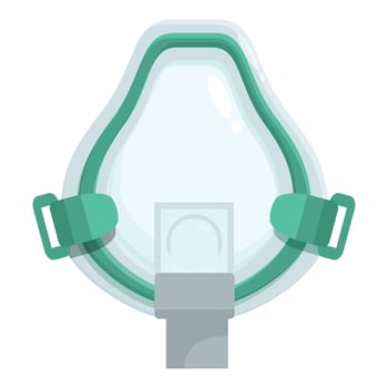Oxygen mask providing respiratory support, ensuring safe breathing vector