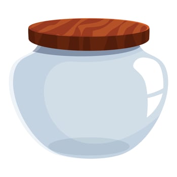 Empty glass jar with wooden lid preserving freshness vector