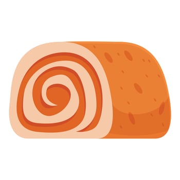 Delicious swiss roll showing concentric orange circles representing layers of filling and dough vector