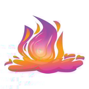 Cartoon gradient bonfire burning with brightly colored flames vector