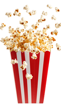Buttery Popcorn Flying From Red Striped Bucket png