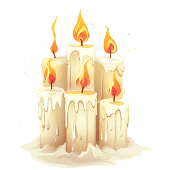 Five Melted Candles Burning Brightly Together png