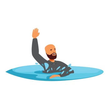 Businessman drowning in water waving for help vector