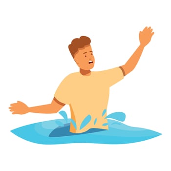 Young man drowning in water, waving and asking for help vector