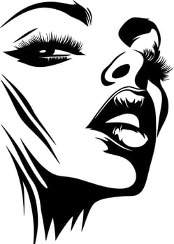 Abstract Female Face Art Elegant Black Contour Illustration vector