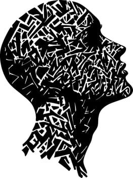 Abstract Human Profile with Artful Letter Patterns for Creative Design Projects vector