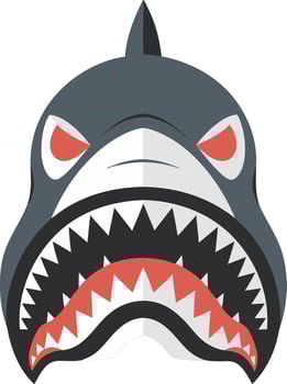 Aggressive Shark Face Illustration for Stickers and Tattoos vector