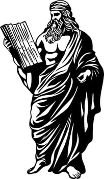 Ancient Greek Philosopher Holding Scroll Illustration for Educational Materials vector