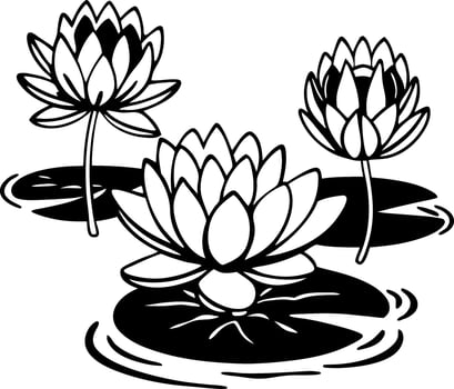 Black and White Lotus Flower Illustration for Art and Tattoo Design vector