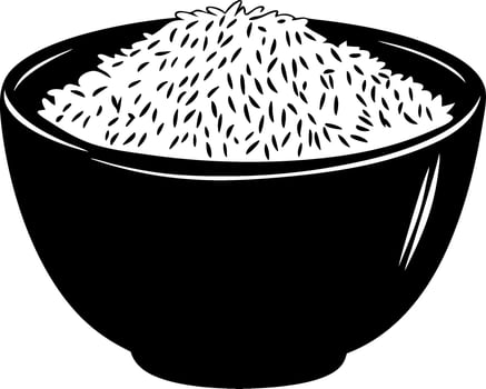 Black Bowl Filled with Rice Illustration for Culinary Designs vector
