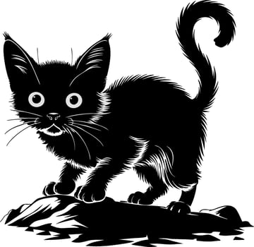 Black Cat Silhouette Illustration Adorable Kitten Artwork for Tattoos and Crafts vector