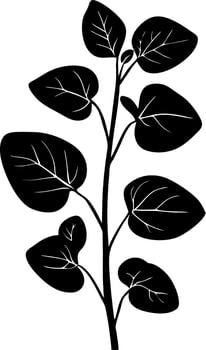 Black Silhouette Leafy Plant Branch Design for Decoration and Art vector
