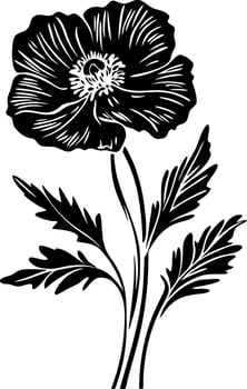Black Silhouette Poppy Flower Ideal for Tattoos and Wall Decor vector