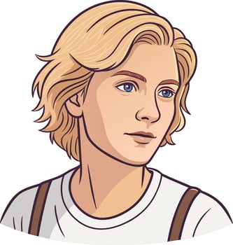 Blonde Young Man Portrait Art Illustration for Design Projects vector