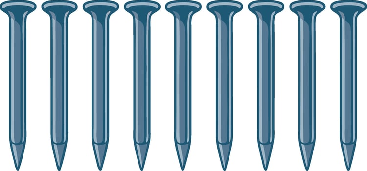 Blue Illustration of Metal Nails in a Row Useful for Construction and Design vector