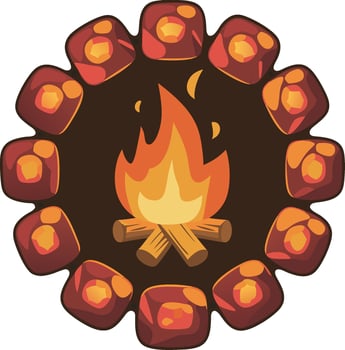 Campfire with Roasted Marshmallows Illustration for Outdoor and Camping Designs vector