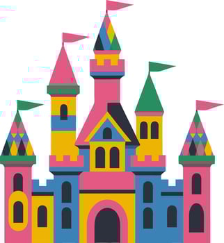 Colorful Fantasy Castle Illustration for Children and Creative Design Projects vector