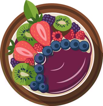 Colorful Fresh Fruit Acai Bowl Illustration for Healthy Eating Designs vector