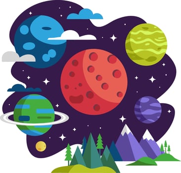 Colorful Planets and Stars Illustration for Space Science Education vector