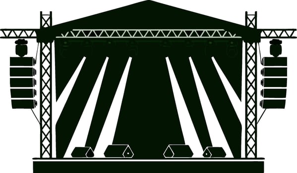 Concert Stage Lights and Audio Equipment Illustration for Event Design vector