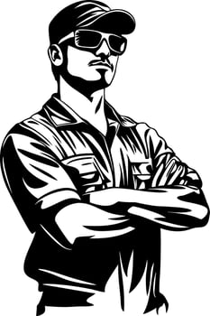 Confident Man in Sunglasses Art with Folded Arms vector