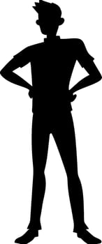 Confident Young Male Silhouette Hands on Hips Art for Design and Illustration vector