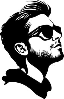 Contemplative Male Silhouette with Sunglasses Profile Art vector