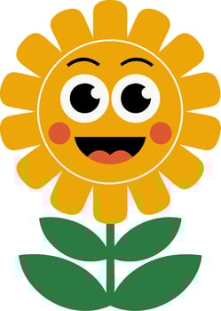 Cute Happy Sunflower Cartoon for Children's Art and Design vector