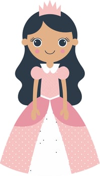 Cute Princess Illustration in Pink Dress with Crown for Children's Decor vector