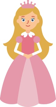 Cute Princess Illustration in Pink Dress with Crown for Kids Designs vector